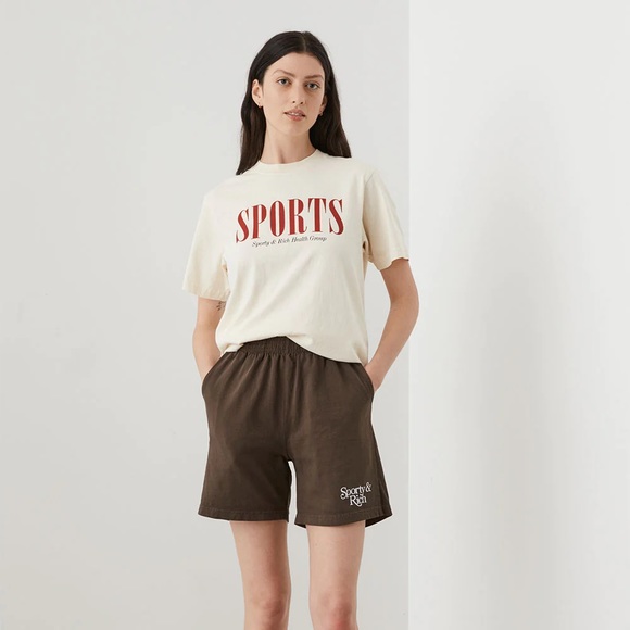 Sporty & Rich Pants - Sporty & Rich Bardot Gym Shorts, Brown